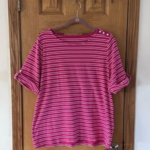 Christopher Banks Knit Top in Pink and White